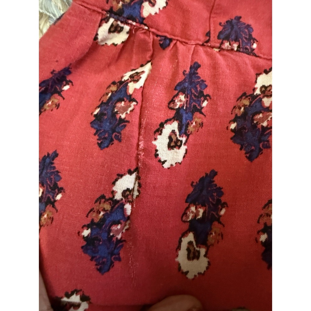 Free People Extreme Wide Leg Floral Boho Pants In Red Women's Size L - Picture 2 of 10